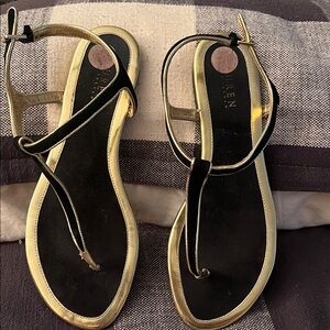 Lauren Ralph Lauren Black and Gold Heels